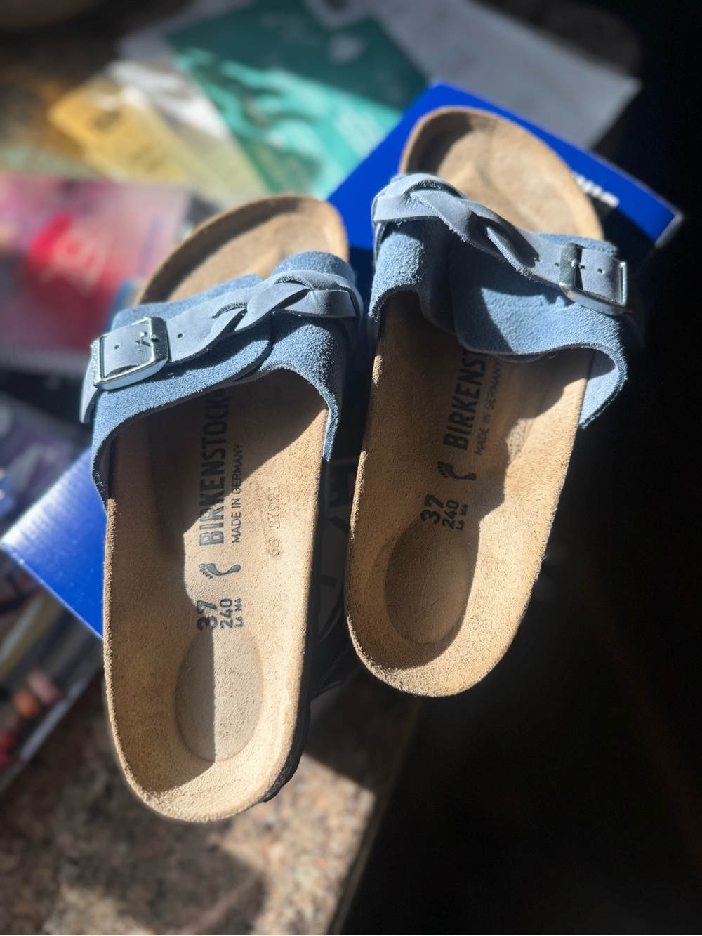 Birkenstock Kids Navy Suede Single-Strap Sandals